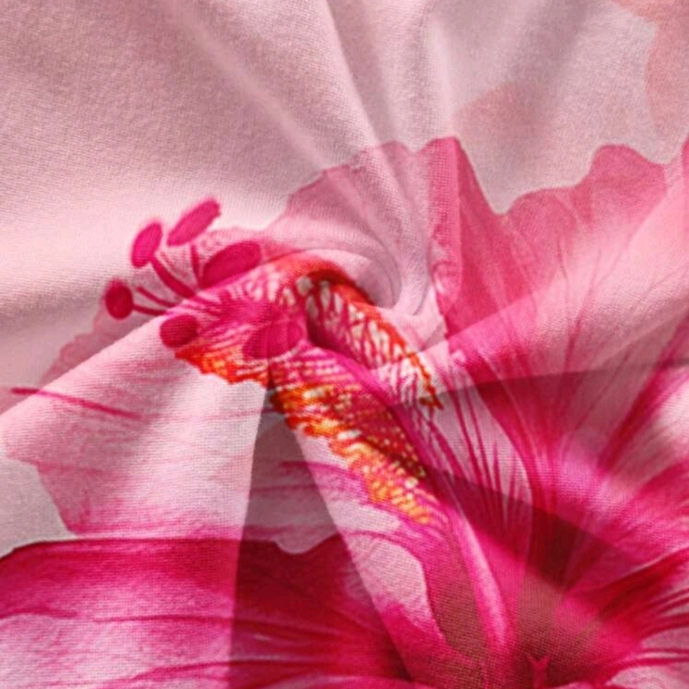 Soleia 2pcs Women's Casual Style Hibiscus Tropical Floral Print Tie - Picture 6 of 7
